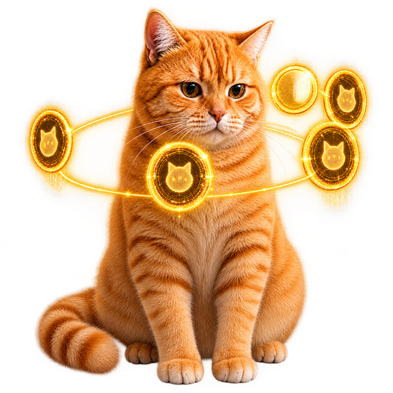 Trading Cat artwork in black and gold